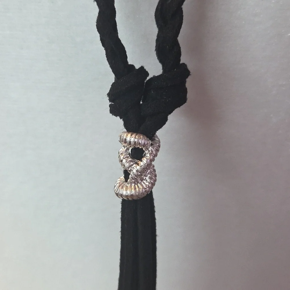 Plunder Black Tassel Necklace with Pearl Accents